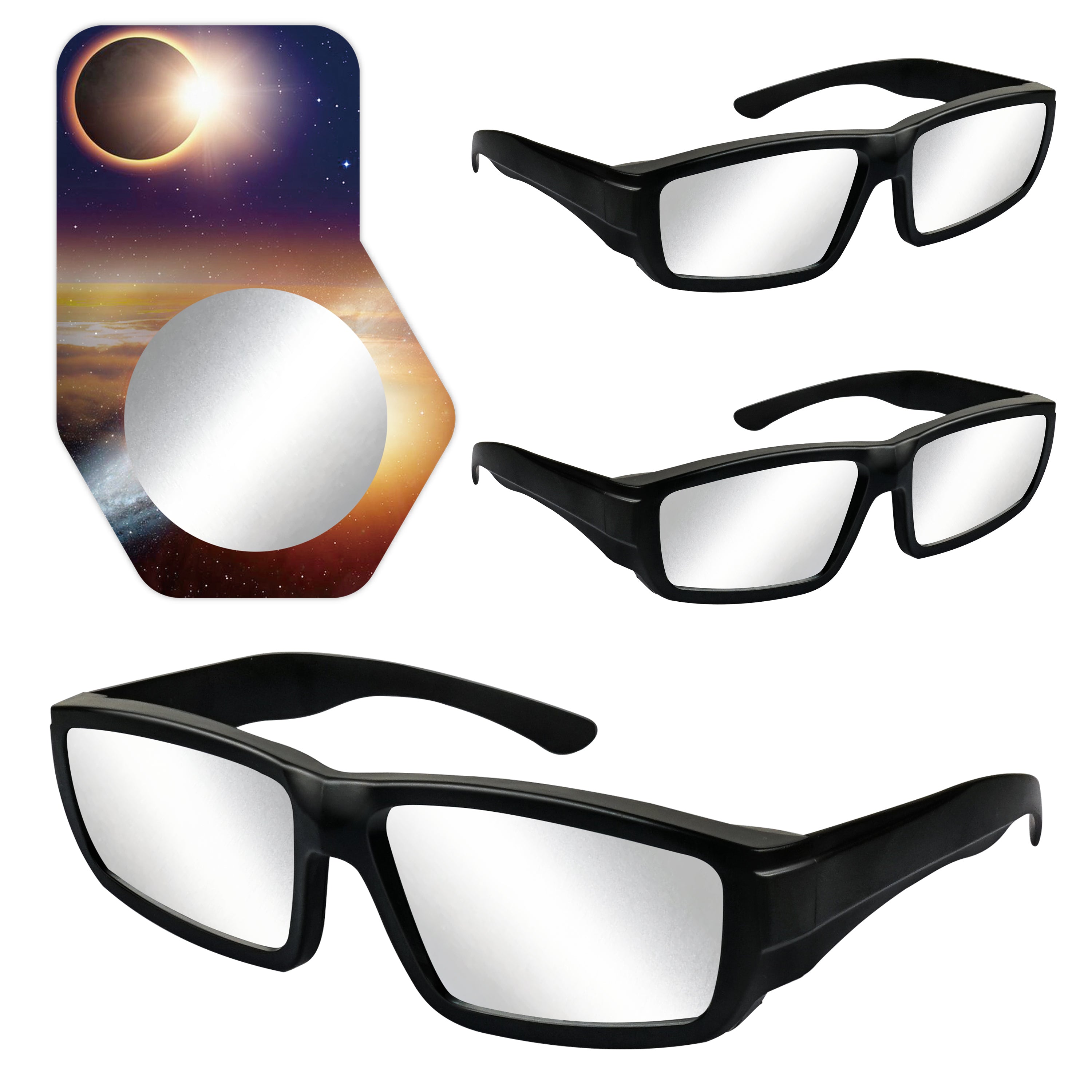 Solar Eclipse Glasses - ISO & CE Certified for Direct and Safe Viewing of the Sun, Suitable for Adults or Kids, Bonus Smartphone Photo Filter Lens